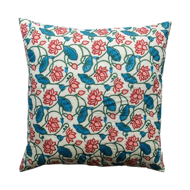 Load image into Gallery viewer, Kolka Kumudani Quilted Euro Sham Quilted Front & Envelope Tie-Back Closure- Blue-1