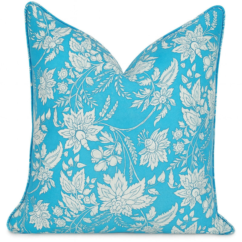 Load image into Gallery viewer, Kolka Blue Hamptons Soft Cotton Voile Decorative Block-Printed Cushion - Blue-0