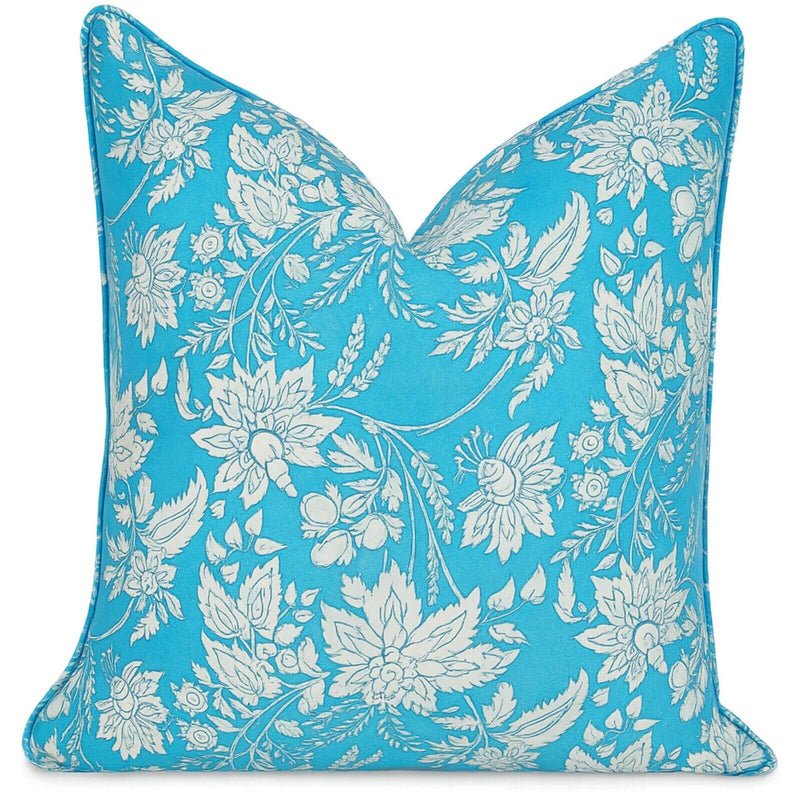 Load image into Gallery viewer, Kolka Blue Hamptons Soft Cotton Voile Decorative Block-Printed Cushion - Blue-0