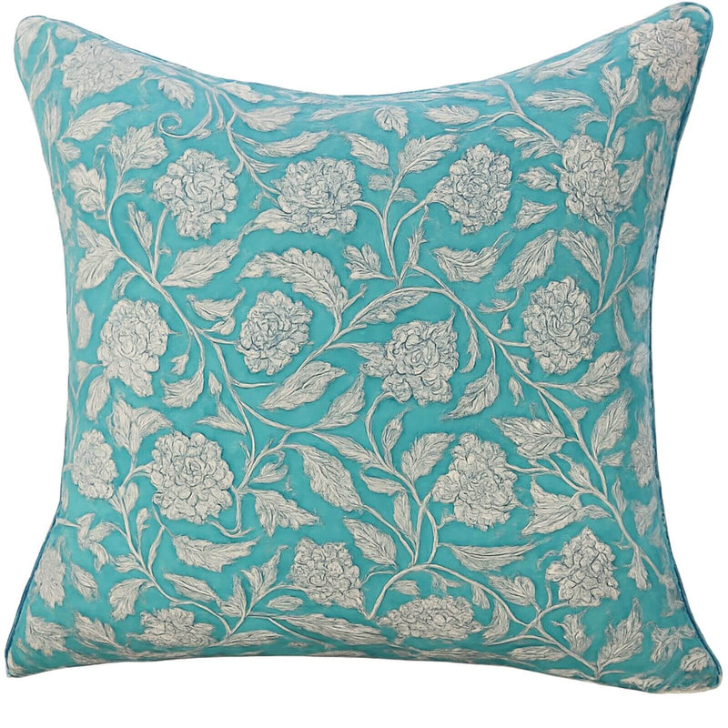 Load image into Gallery viewer, Kolka Sea Green Floral Decorative Cushion Pillow Cover - Green-0