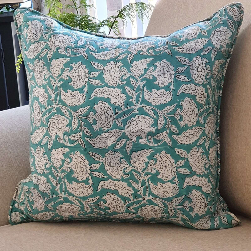Load image into Gallery viewer, Kolka Sea Green Floral Decorative Cushion Pillow Cover - Green-1