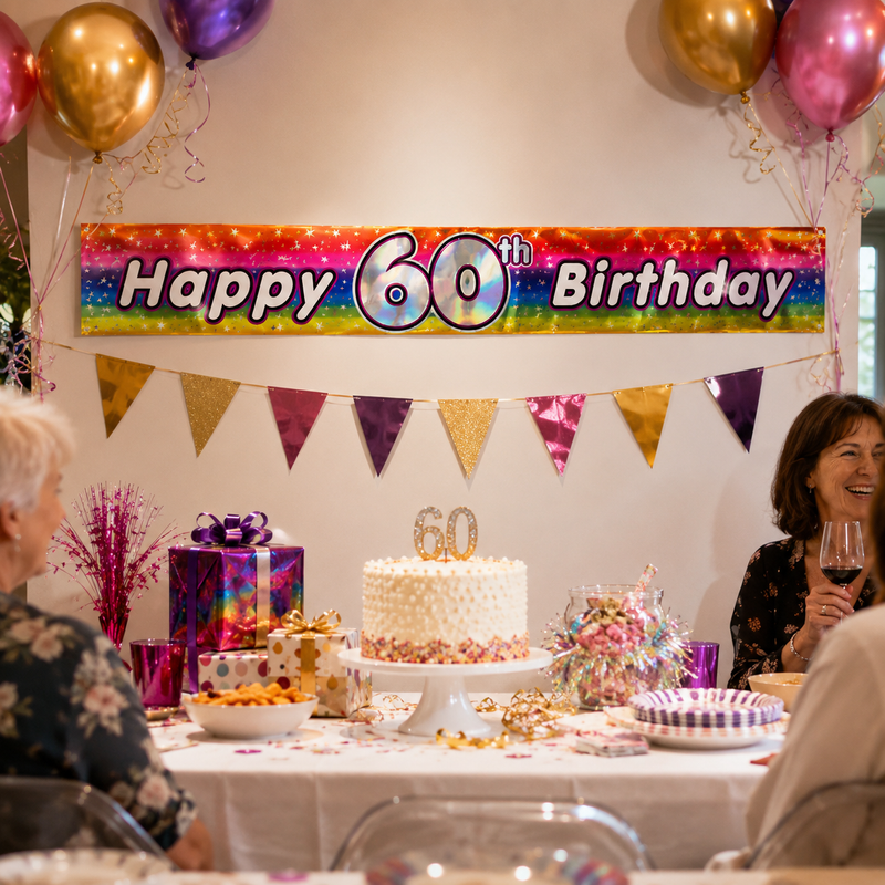 Load image into Gallery viewer, 2.6m Happy 60th Birthday Party Banner-2