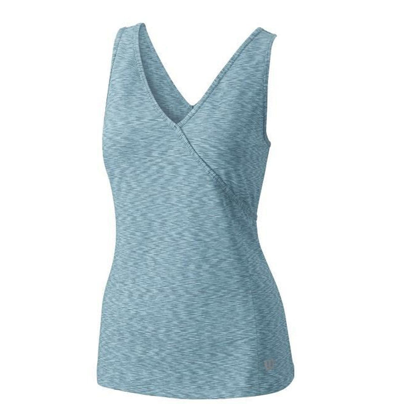 Load image into Gallery viewer, WILSON Womens Striated Wrap Tank Top Tennis Gym Sports - Blue Mirage