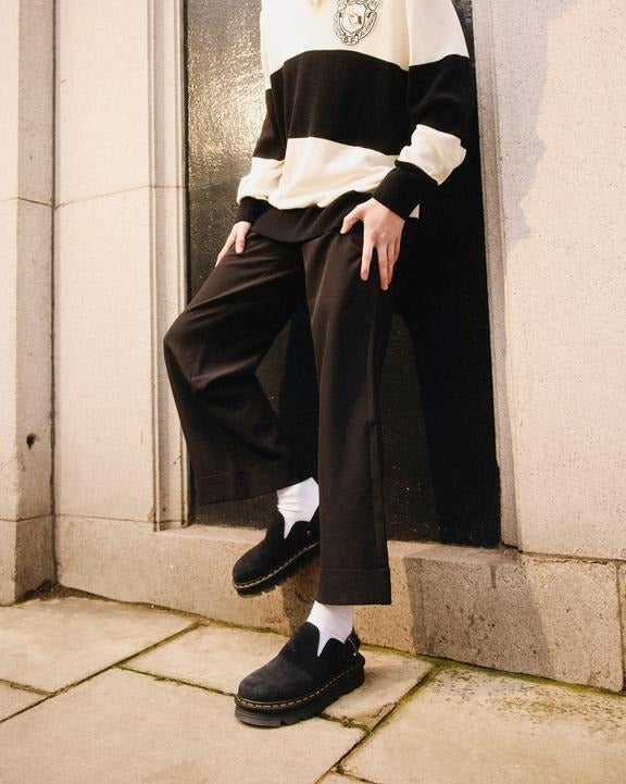 Load image into Gallery viewer, Dr Martens Zebzag Platform Mule Suede Unisex Slingback Sandals - Black