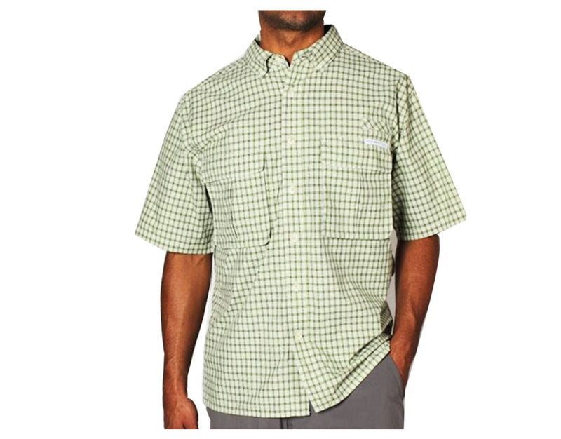 Load image into Gallery viewer, ExOfficio Mens Air Strip Micro Plaid Short Sleeve Shirt - Olive-5
