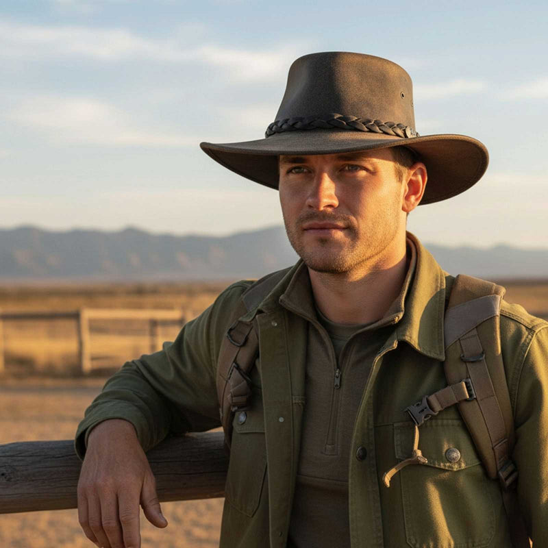 Load image into Gallery viewer, Jacaru 1004 Explorer Hat – Stonewash Leather | UPF 50+