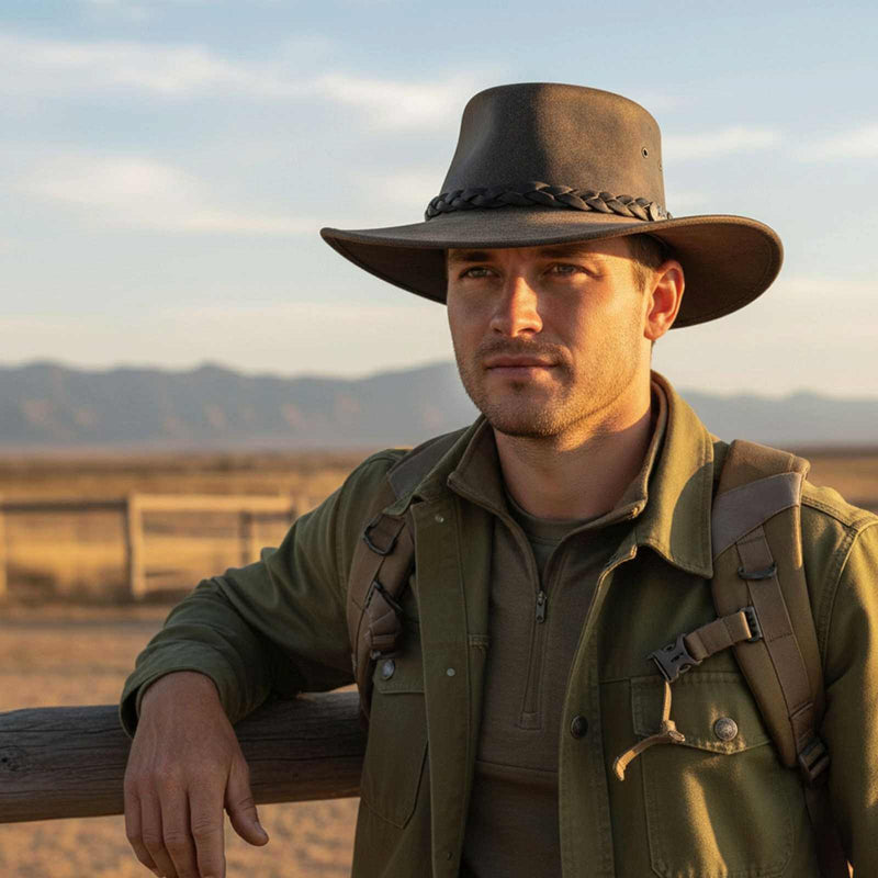 Load image into Gallery viewer, Jacaru 1004 Explorer Hat – Stonewash Leather | UPF 50+
