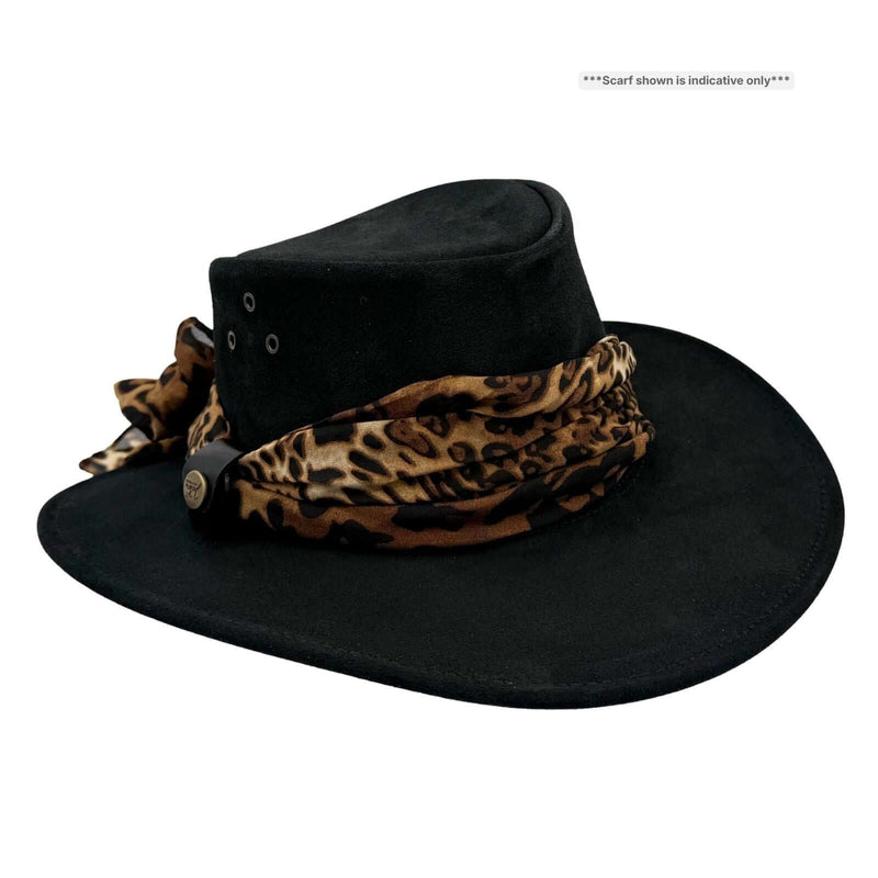 Load image into Gallery viewer, Jacaru 1020 Jillaroo Hat – Suede & Chiffon Scarf | UPF 50+