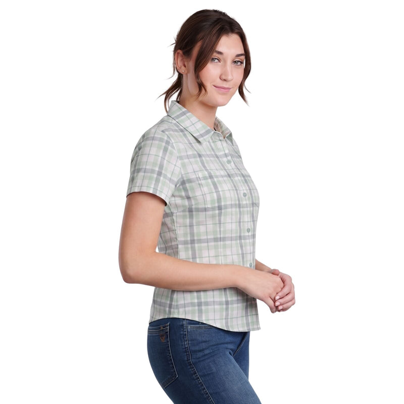 Load image into Gallery viewer, Kuhl Womens Kamp Outdoor Hiking Short Sleeve Shirt in Soft Jade-3