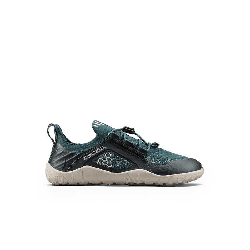 Load image into Gallery viewer, Vivobarefoot Primus Trail Knit FG Kids – Aurora side view with flexible design for outdoor play.