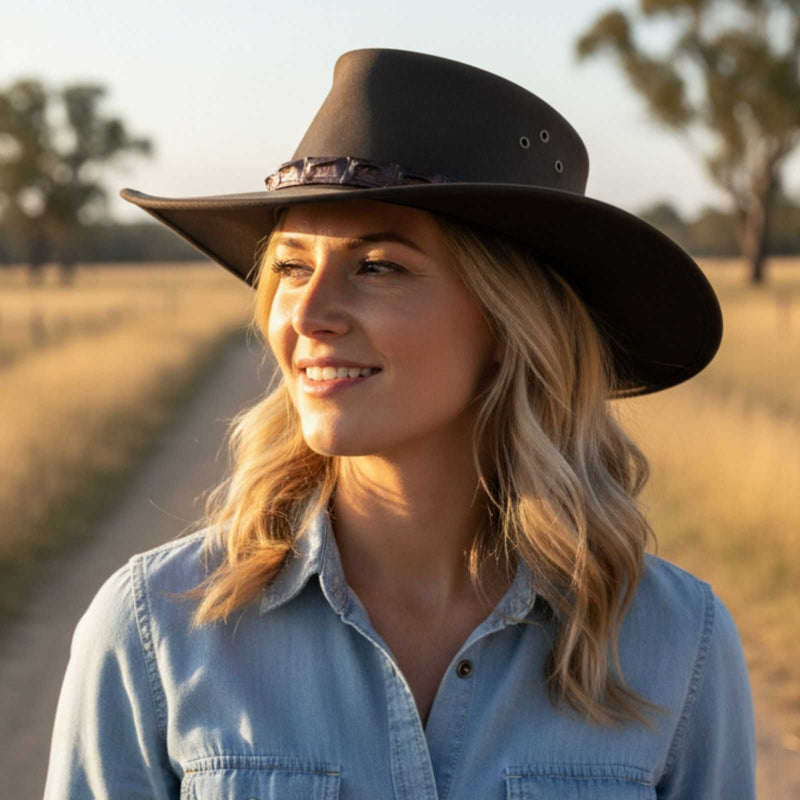Load image into Gallery viewer, Jacaru 1055 Crackerjack Croc Hat – Genuine Croc Band
