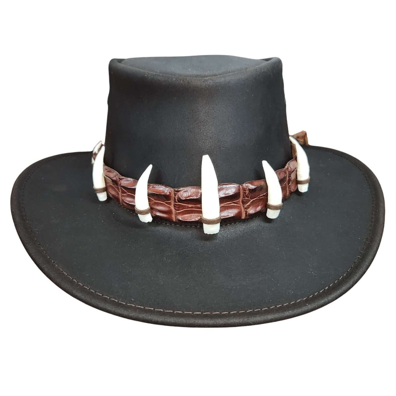 Load image into Gallery viewer, Jacaru 1058 Wallaroo Croc Hat – Genuine Croc Band & 7 Teeth