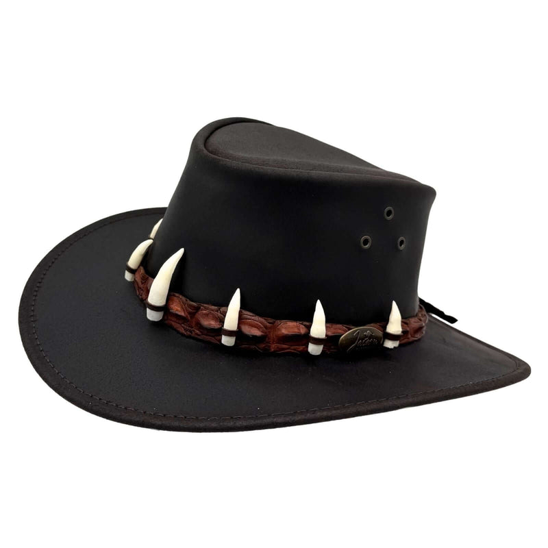 Load image into Gallery viewer, Jacaru 1058 Wallaroo Croc Hat – Genuine Croc Band & 7 Teeth