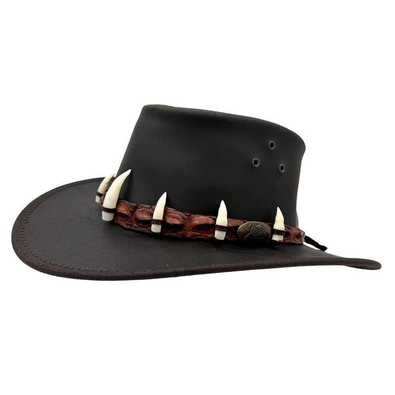 Load image into Gallery viewer, Jacaru 1058 Wallaroo Croc Hat – Genuine Croc Band & 7 Teeth