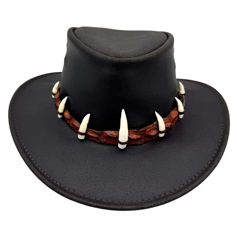 Load image into Gallery viewer, Jacaru 1058 Wallaroo Croc Hat – Genuine Croc Band & 7 Teeth