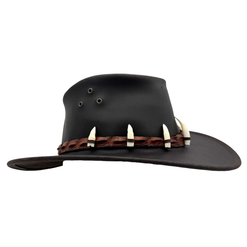 Load image into Gallery viewer, Jacaru 1058 Wallaroo Croc Hat – Genuine Croc Band & 7 Teeth