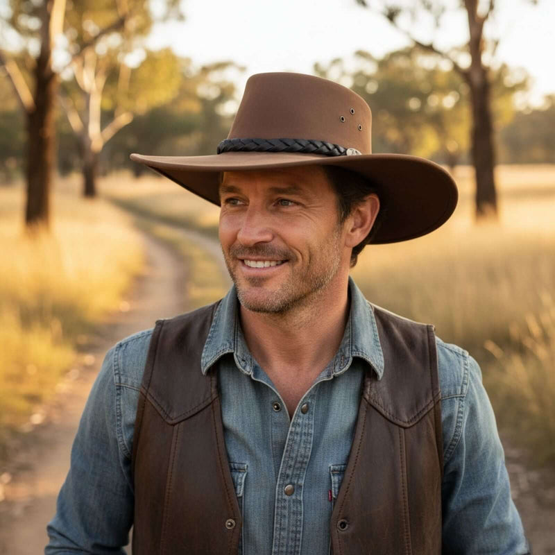 Load image into Gallery viewer, Jacaru 1059 Jabiru Hat – Nubuck Leather | Extra Wide Brim