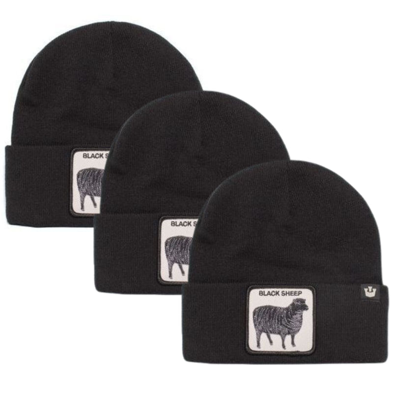 Load image into Gallery viewer, 3x Goorin Sheep for Brains Beanie Hat Warm Winter Ski Animal Series - Black-1