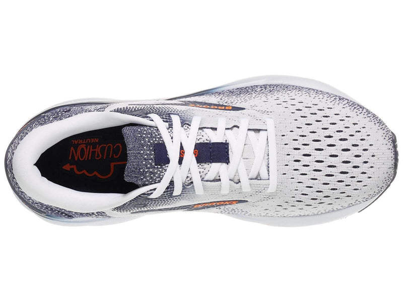 Load image into Gallery viewer, Mens Brooks Ghost 16 Running Shoes in White/Peacoat/Orange – Size 8.5-4