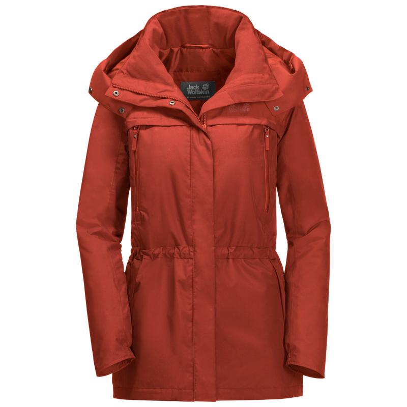 Load image into Gallery viewer, Jack Wolfskin Womens Fairway Ecosphere Jacket Waterproof Windproof Warm - Mexican Pepper-7