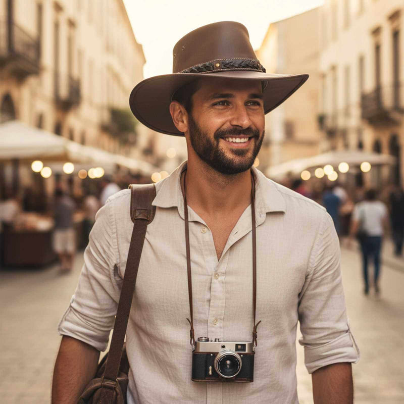 Load image into Gallery viewer, Jacaru 1111 Roo Nomad Traveller Hat – Kangaroo Leather
