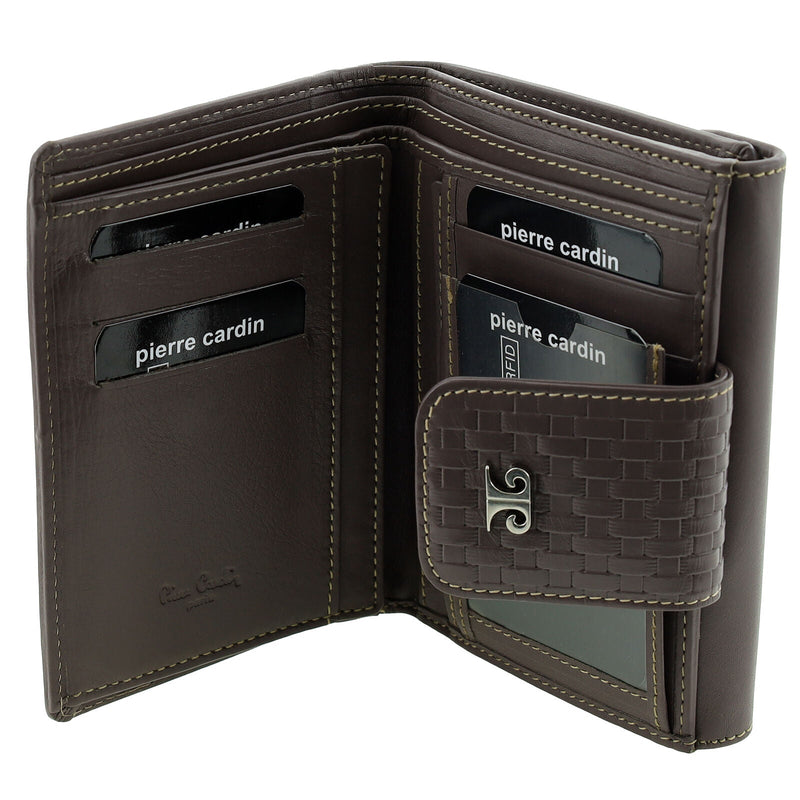 Load image into Gallery viewer, Pierre Cardin Steel Woven Leather Mens Bi-Fold Wallet w/ RFID Protection in Steel Brown-3