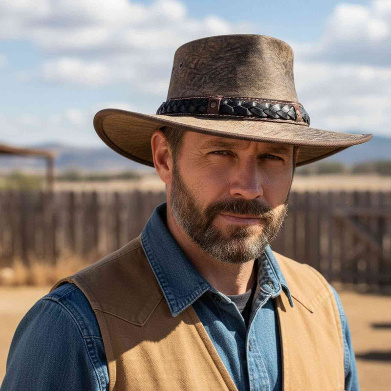 Load image into Gallery viewer, Jacaru 1133 Roo Nomad Stonewash Hat – Kangaroo Leather