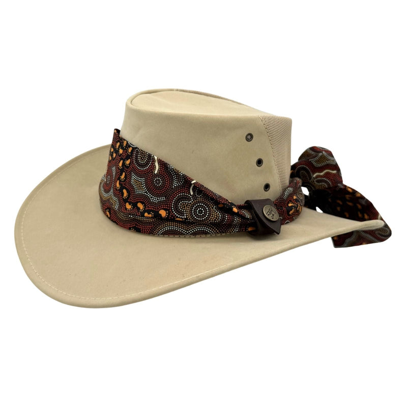 Load image into Gallery viewer, Jacaru 1152 Kangaroo Ladies Breeze Hat – Mesh Crown & Aboriginal Scarf | Made in Australia