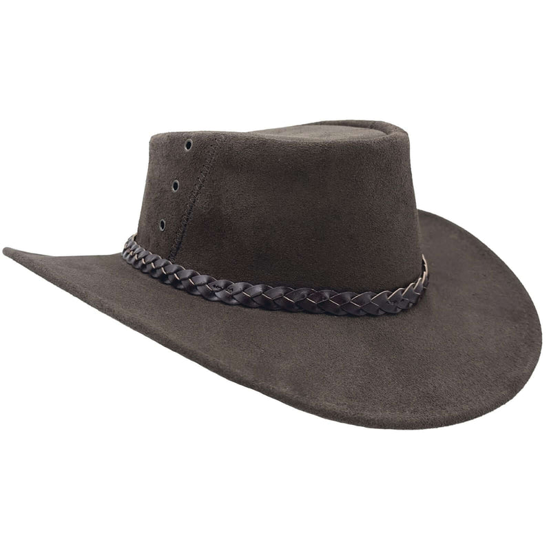 Load image into Gallery viewer, Jacaru 1154 Kookaburra Hat – Suede Leather | Brown & Cream