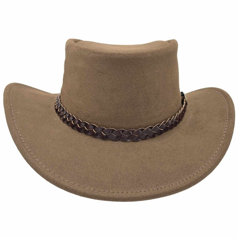 Load image into Gallery viewer, Jacaru 1154 Kookaburra Hat – Suede Leather | Brown & Cream