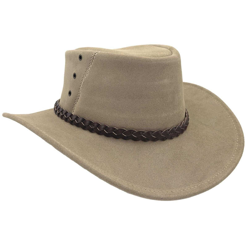 Load image into Gallery viewer, Jacaru 1154 Kookaburra Hat – Suede Leather | Brown & Cream