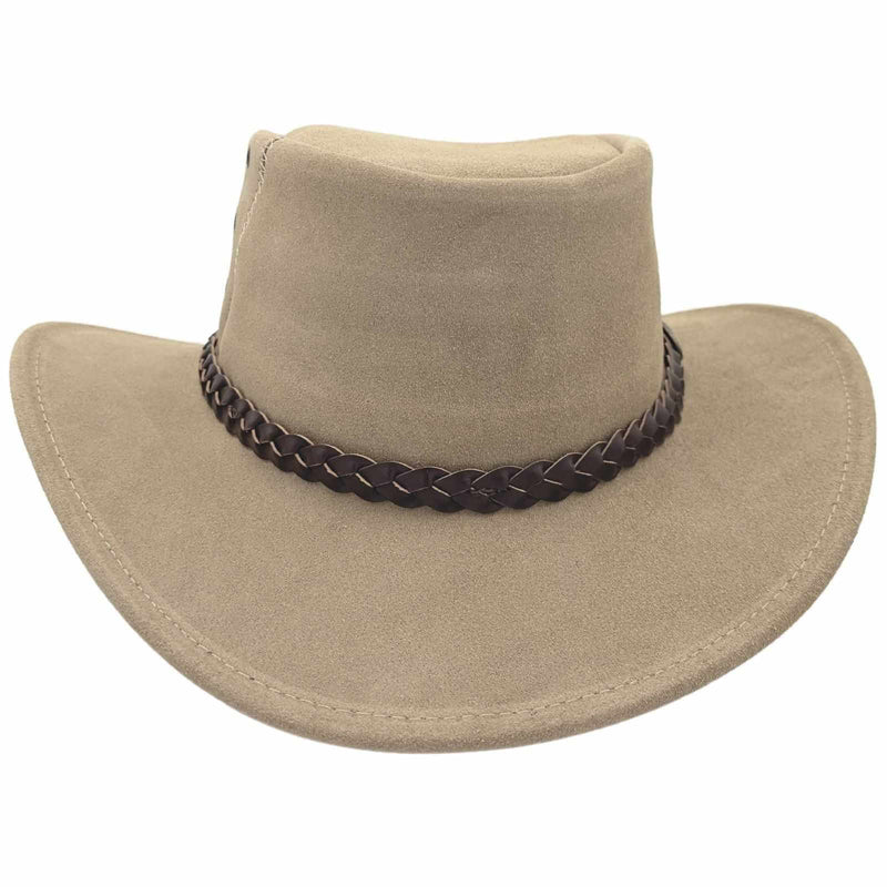 Load image into Gallery viewer, Jacaru 1154 Kookaburra Hat – Suede Leather | Brown & Cream