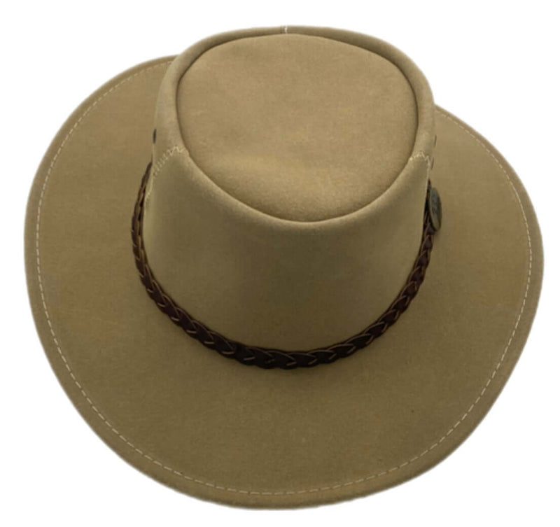 Load image into Gallery viewer, Jacaru 1154 Kookaburra Hat – Suede Leather | Brown & Cream