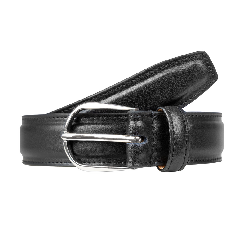 Load image into Gallery viewer, Dents Mens Heritage Leather Belt w/ Silver Buckle & Gift Box in Black (Made in Britain)-1