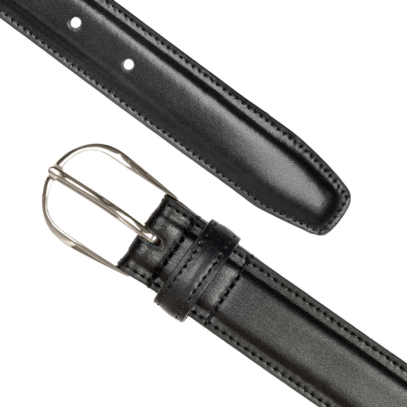 Load image into Gallery viewer, Dents Mens Heritage Leather Belt w/ Silver Buckle & Gift Box in Black (Made in Britain)-2