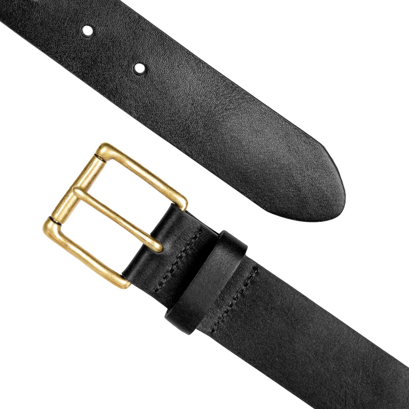 Load image into Gallery viewer, Dents Mens Heritage Lined Full-Grain Leather Belt with Antique Brass Buckle in Black-4
