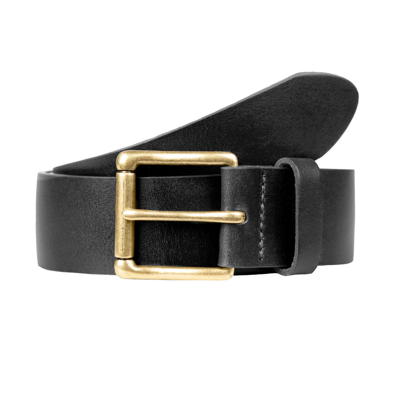 Load image into Gallery viewer, Dents Mens Heritage Lined Full-Grain Leather Belt with Antique Brass Buckle in Black-1