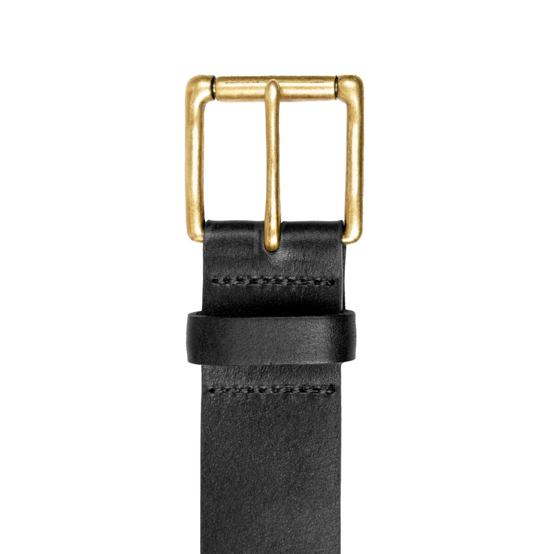Load image into Gallery viewer, Dents Mens Heritage Lined Full-Grain Leather Belt with Antique Brass Buckle in Black-3