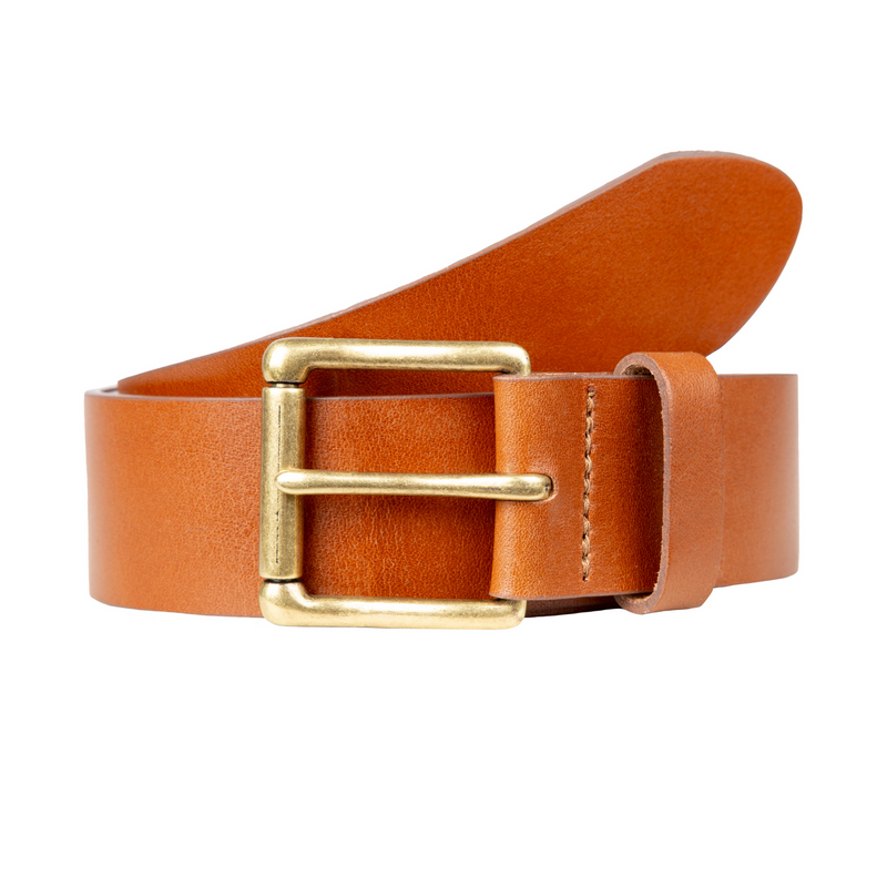 Load image into Gallery viewer, Dents Mens Heritage Lined Full-Grain Leather Belt with Antique Brass Buckle in Tan-1