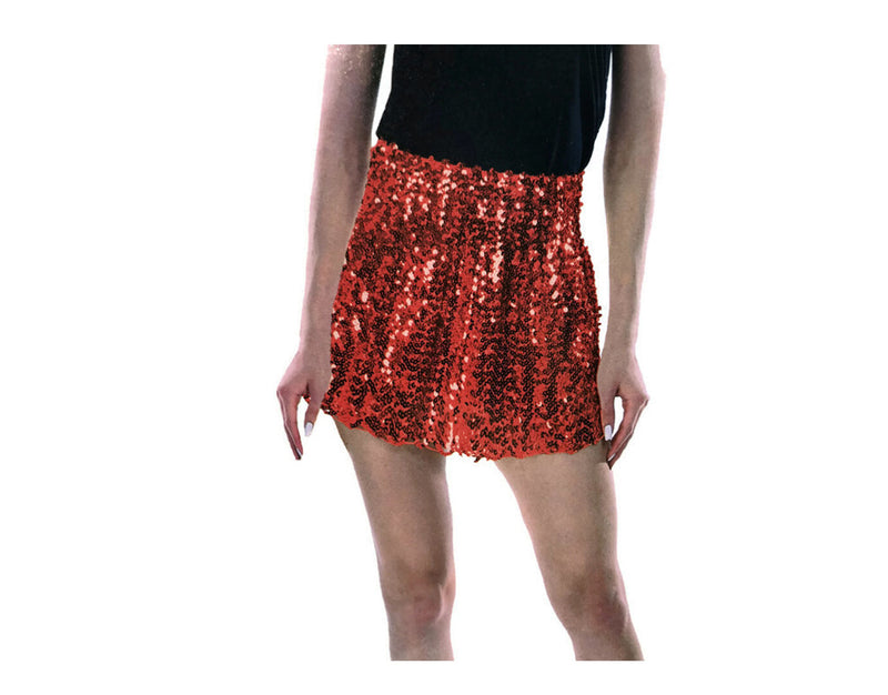 Load image into Gallery viewer, Ladies Sequin Fringe Tassel Skirt Adult Costume Dance Party Dress Up - Red-2