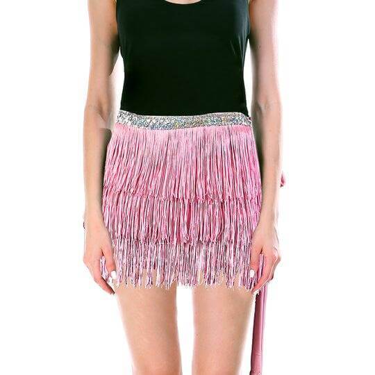 Load image into Gallery viewer, Adult Fringe Skirt Womens Costume Party in Light Pink-2