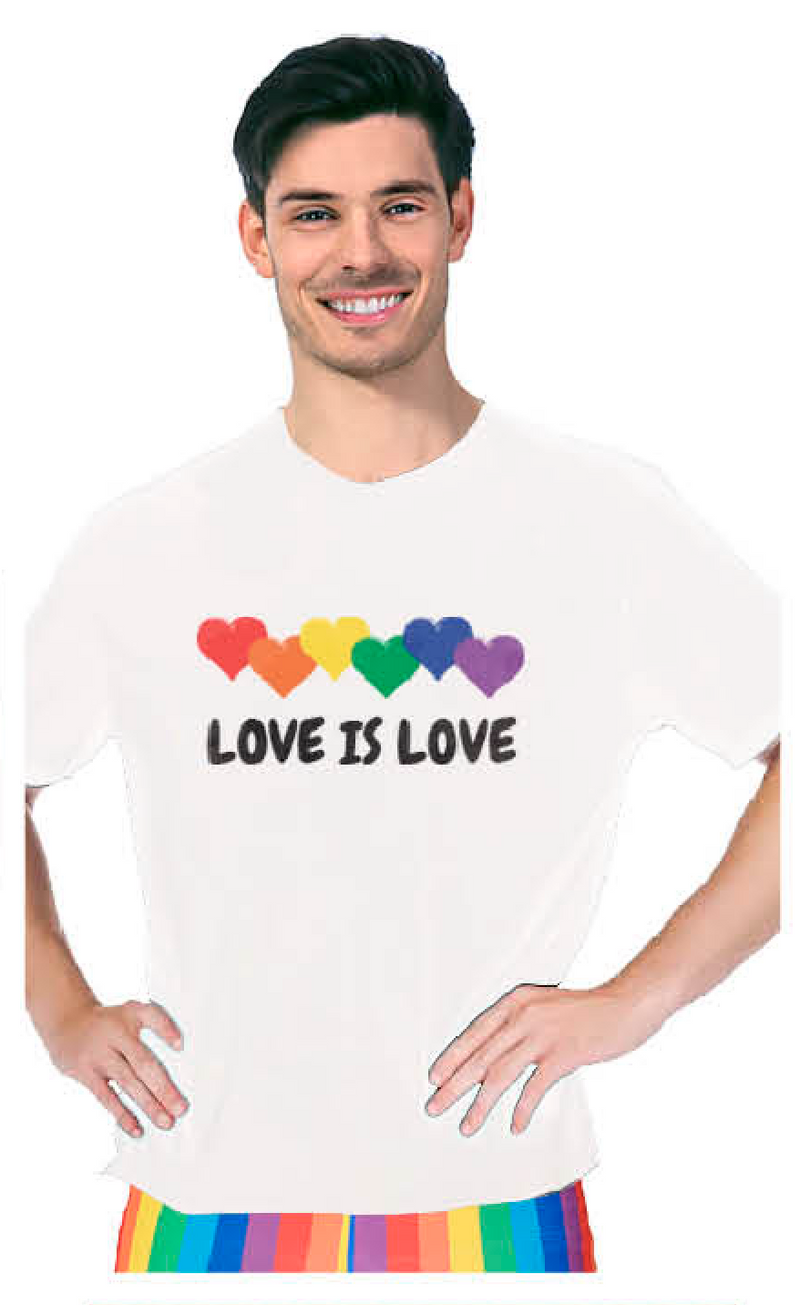 Load image into Gallery viewer, Adult Rainbow T Shirt Top Tee Gay Pride LGBTQ Love Is Love - White- One Size-1