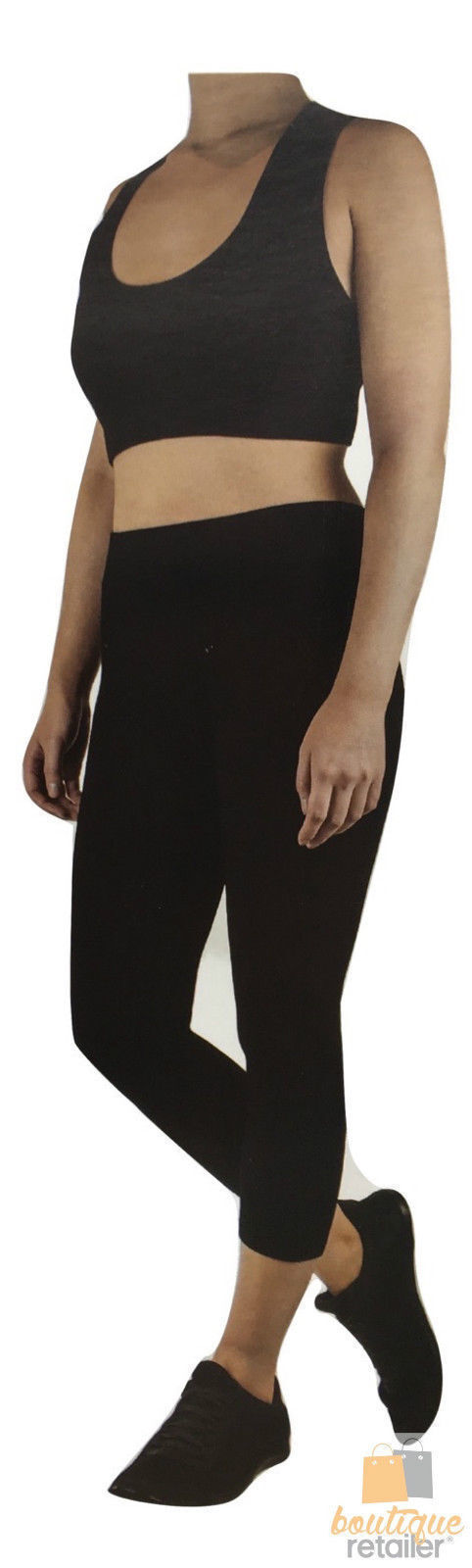 Load image into Gallery viewer, Womens Crop Top Leggings Set Stretch Gym Yoga Party Outfit - Black-3