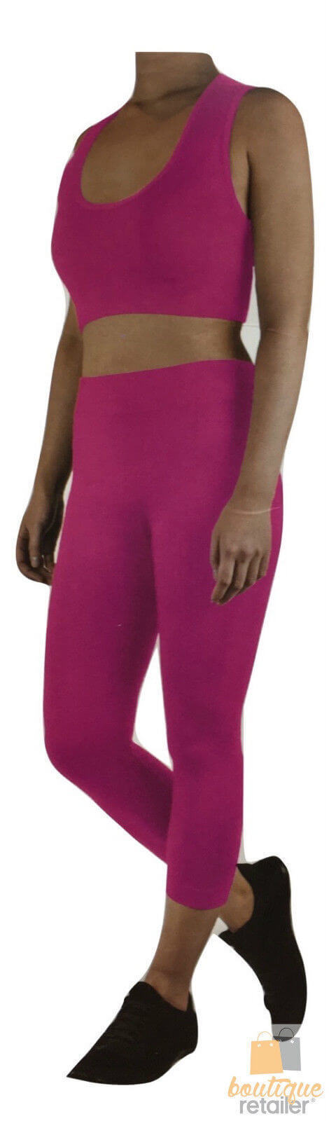 Load image into Gallery viewer, Womens Crop Top Leggings Set Stretch Gym Yoga Party Outfit - Hot Pink-2