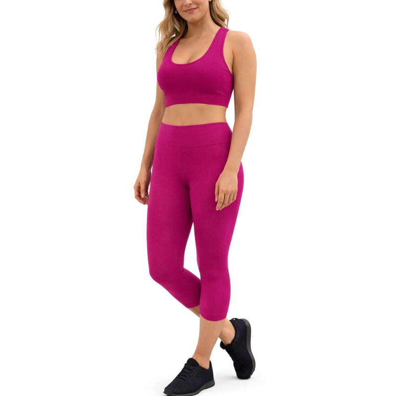 Load image into Gallery viewer, Womens Crop Top Leggings Set Stretch Gym Yoga Party Outfit - Hot Pink-1