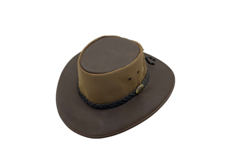 Load image into Gallery viewer, Jacaru 1102 Sunset Breeze Hat – Oiled Leather & Mesh