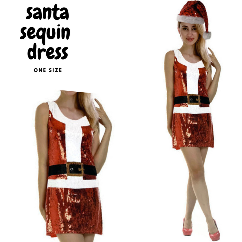 Load image into Gallery viewer, Womens Santa Christmas Sequin Dress Costume Xmas Party Ladies Santa-2