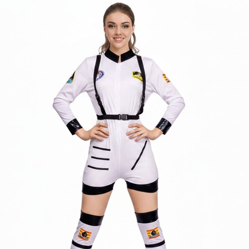 Load image into Gallery viewer, Womens Astronaut Jumpsuit Adult Space Suit Halloween Costume Cosplay Dress Up-3