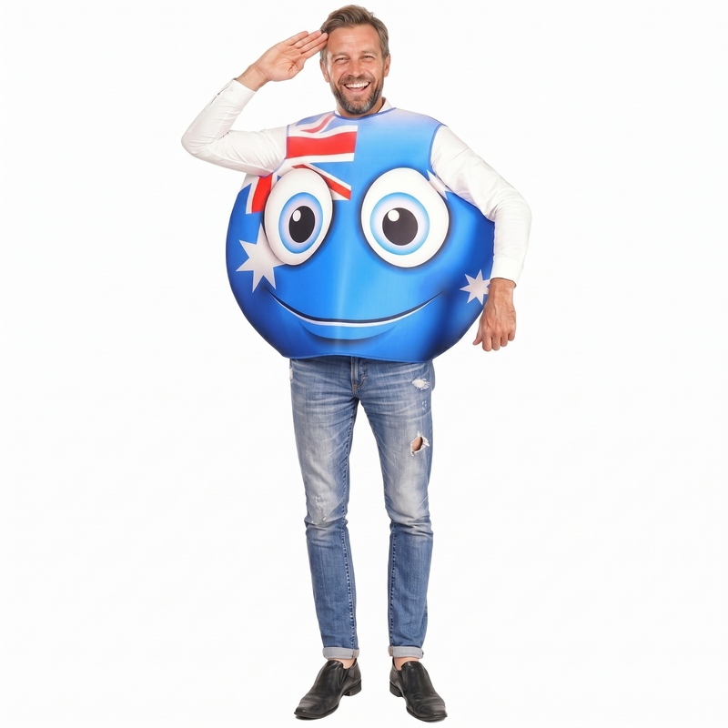 Load image into Gallery viewer, Adult Australian Smile Costume – Fun Australia Day Tunic with Flag & Smiley Face-0