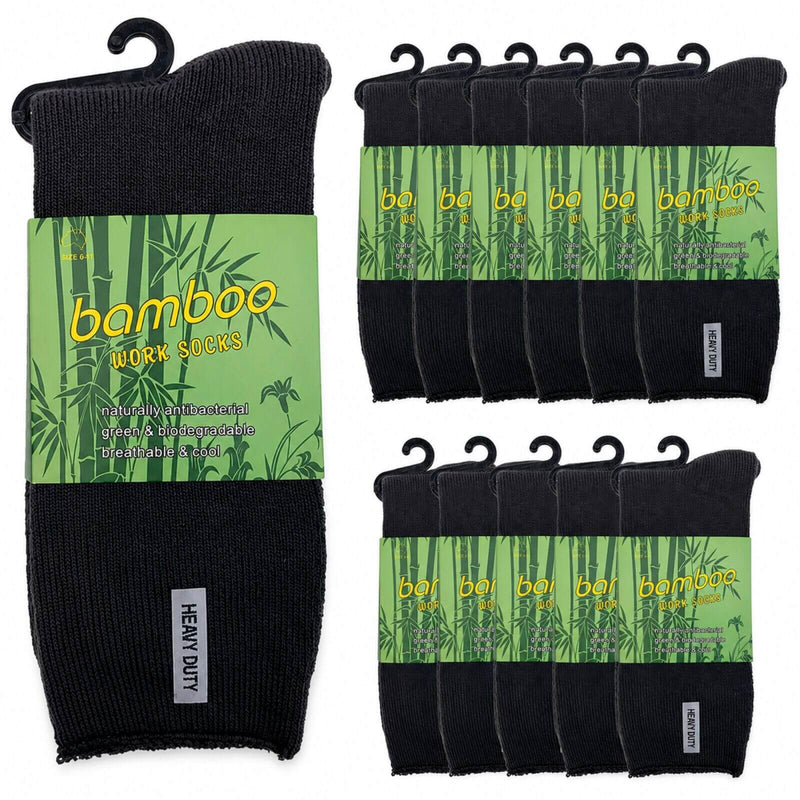 Load image into Gallery viewer, 12 Pairs Bamboo Rich Mens Work Socks Thick Cushion Anti Odour - Charcoal Grey-0
